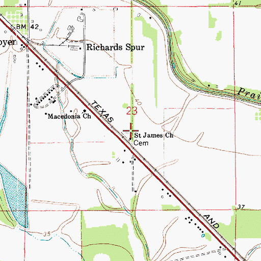 Topographic Map of Saint James Church, LA