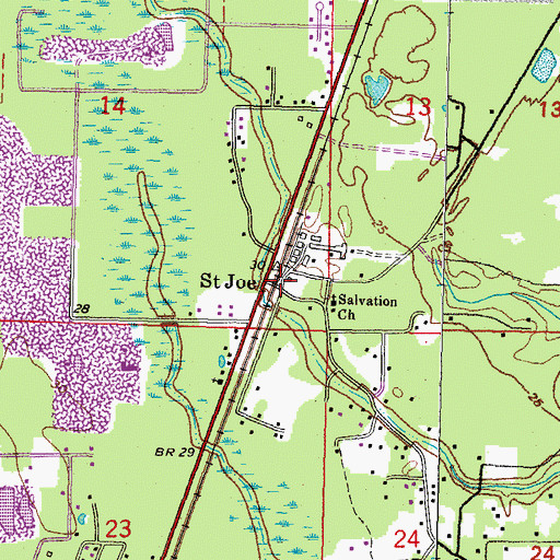 Topographic Map of Saint Joe, LA