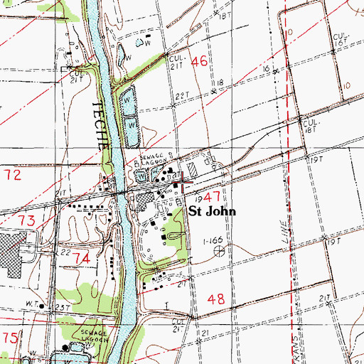 Topographic Map of Saint John, LA