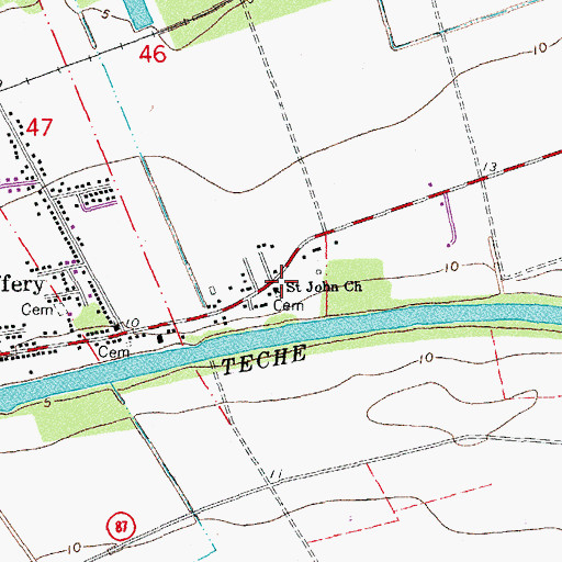 Topographic Map of Saint John Church, LA