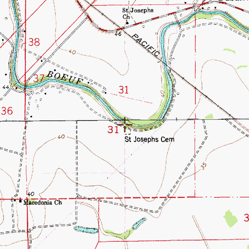 Topographic Map of Saint Josephs Cemetery, LA