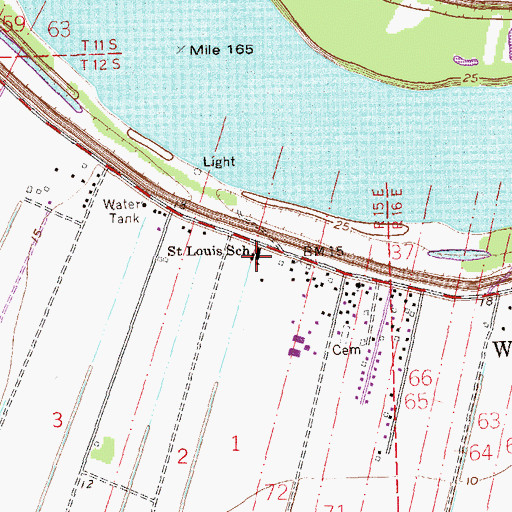 Topographic Map of Saint Louis School, LA