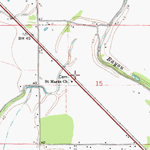 Topographic Map of Saint Marks Church, LA