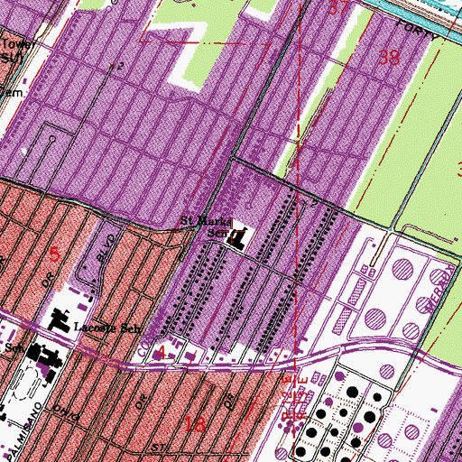 Topographic Map of Saint Mark Catholic Elementary School (historical), LA
