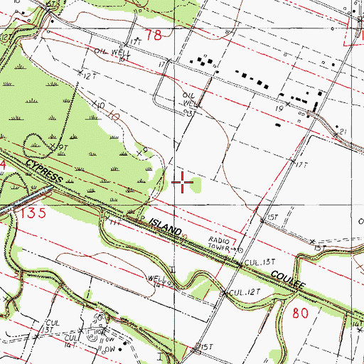 Topographic Map of Saint Martinville Oil and Gas Field, LA