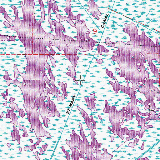 Topographic Map of Saint Mary Canal, LA