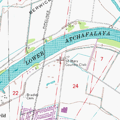 Topographic Map of Saint Mary Country Club, LA