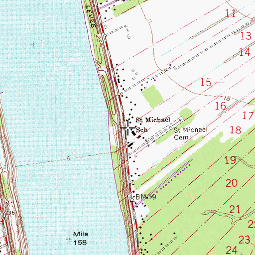 Topographic Map of Saint Michael School, LA