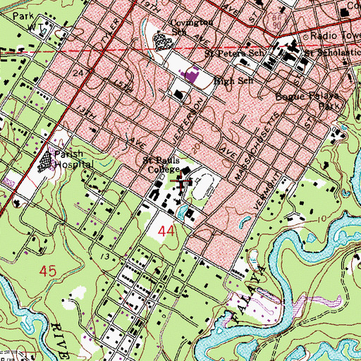 Topographic Map of Saint Paul's School, LA