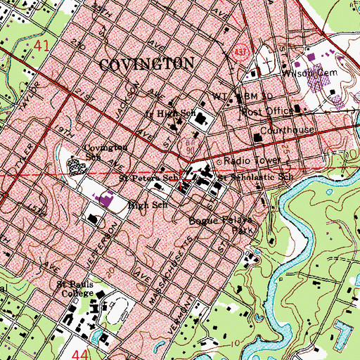 Topographic Map of Saint Peter School, LA