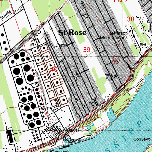 Topographic Map of Saint Rose, LA