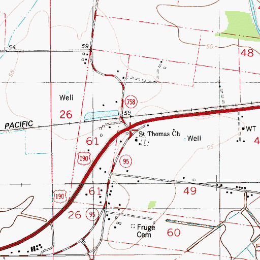 Topographic Map of Saint Thomas Church, LA