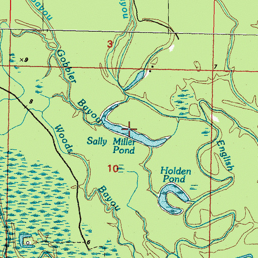Topographic Map of Sally Miller Pond, LA