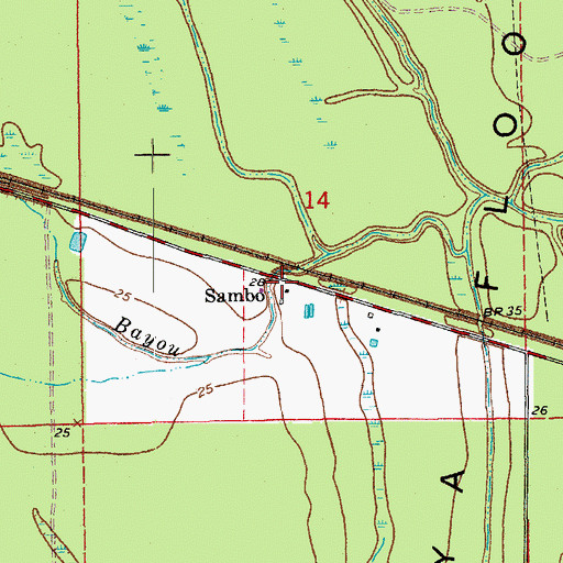 Topographic Map of Sambo, LA