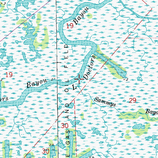 Topographic Map of Sammys Bayou, LA
