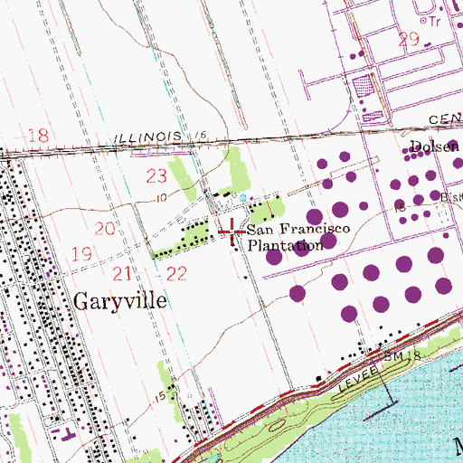 Topographic Map of San Francisco Plantation, LA