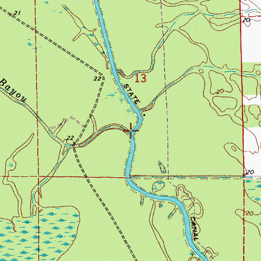 Topographic Map of Sandy Bayou, LA