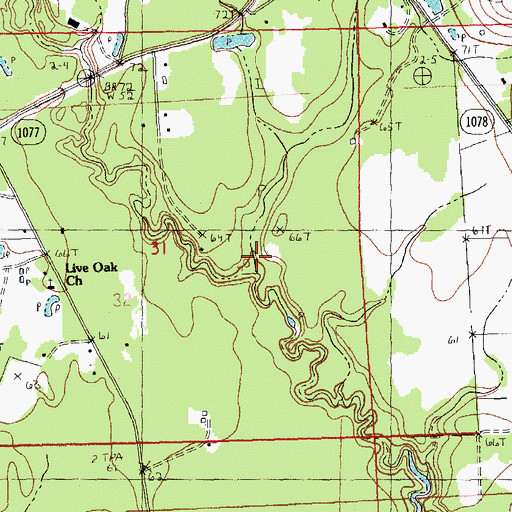 Topographic Map of Savannah Branch, LA
