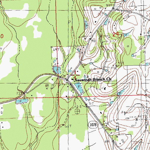 Topographic Map of Savannah Branch Church, LA