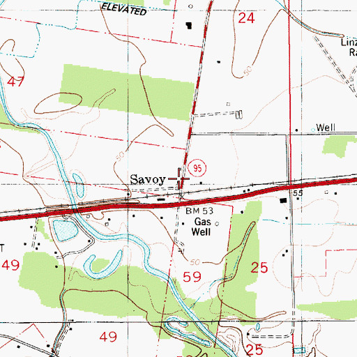 Topographic Map of Savoy, LA