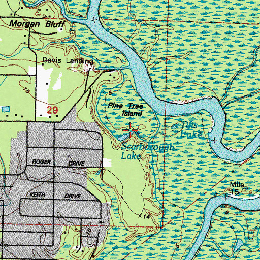 Topographic Map of Scarborough Lake, LA