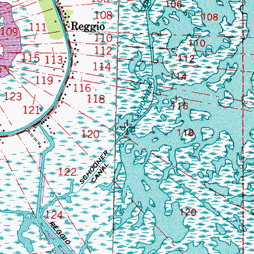 Topographic Map of Schooner Canal, LA