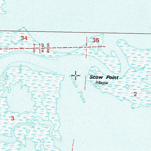 Topographic Map of Scow Pass, LA