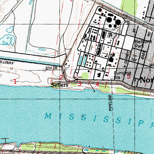 Topographic Map of Sellers, LA