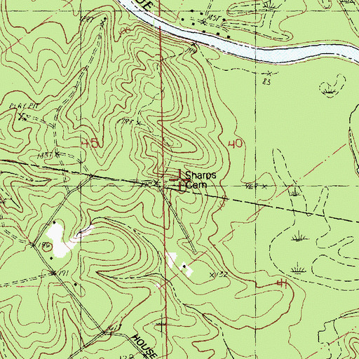 Topographic Map of Sharps Cemetery, LA