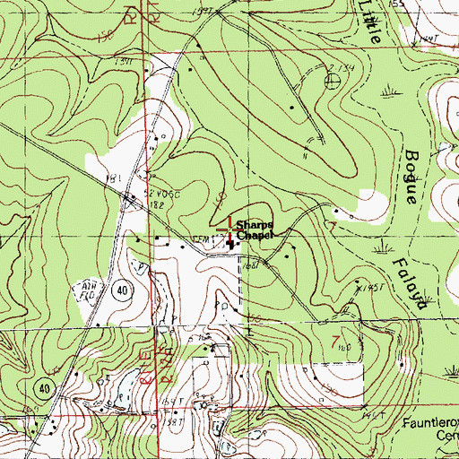 Topographic Map of Sharps Chapel, LA