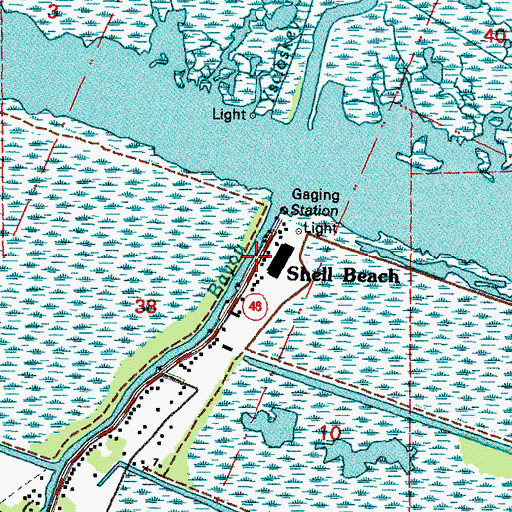 Topographic Map of Shell Beach, LA