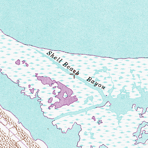 Topographic Map of Shell Beach Bayou, LA