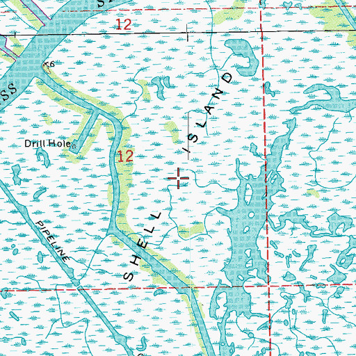 Topographic Map of Shell Island, LA