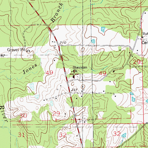 Topographic Map of Sheridan Church, LA
