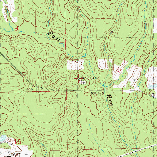 Topographic Map of Shiloh Church, LA