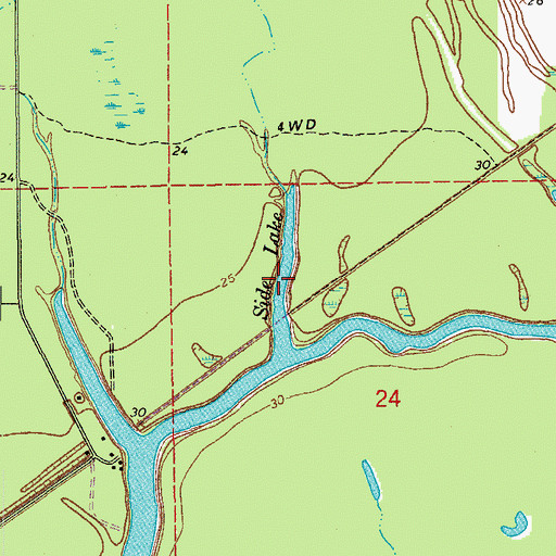 Topographic Map of Side Lake, LA