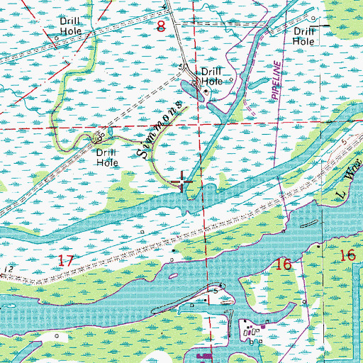 Topographic Map of Simmons Bayou, LA