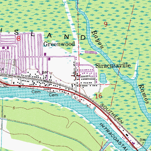 Topographic Map of Siracusaville, LA