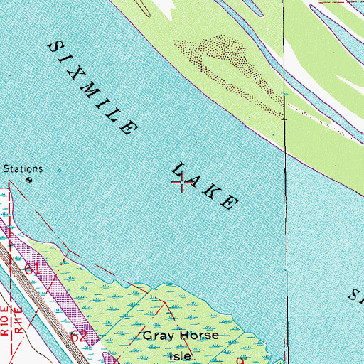 Topographic Map of Sixmile Lake, LA