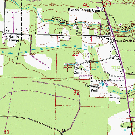 Topographic Map of Smith Cemetery, LA