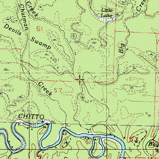 Topographic Map of Smith Creek, LA