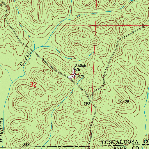 Topographic Map of Shiloh Cemetery, AL