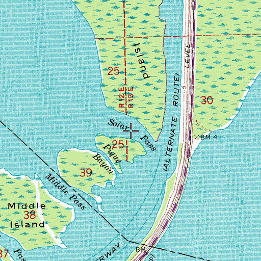 Topographic Map of Solar Pass, LA