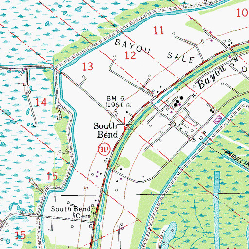 Topographic Map of South Bend, LA