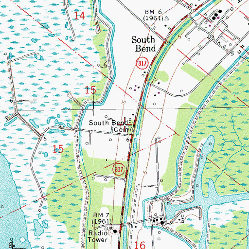 Topographic Map of South Bend Cemetery, LA