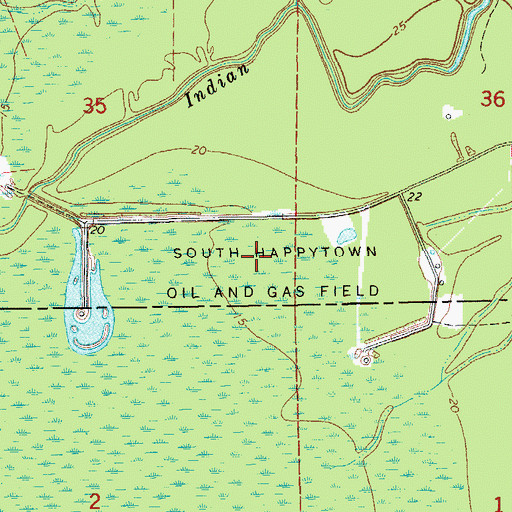Topographic Map of South Happytown Oil and Gas Field, LA