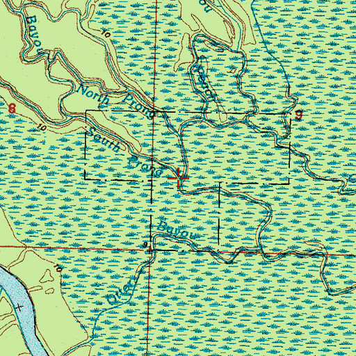 Topographic Map of South Prong Goose Pond Bayou, LA