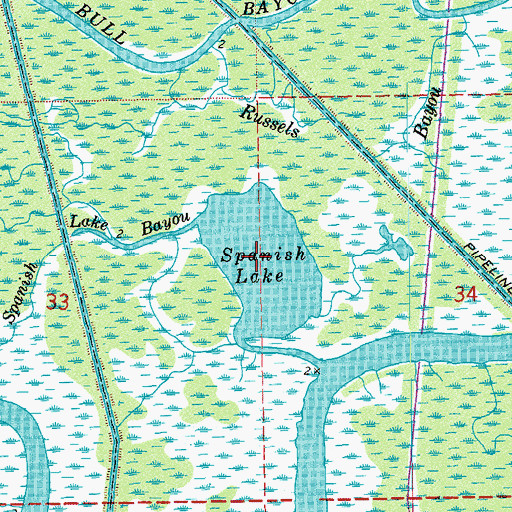 Topographic Map of Spanish Lake, LA