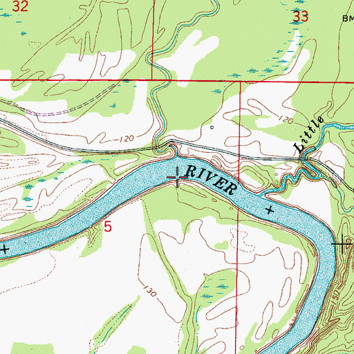 Topographic Map of Tussels Bar, AL
