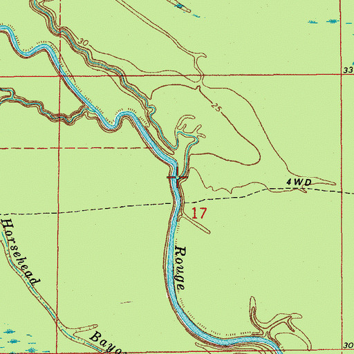 Topographic Map of Spring Bayou, LA